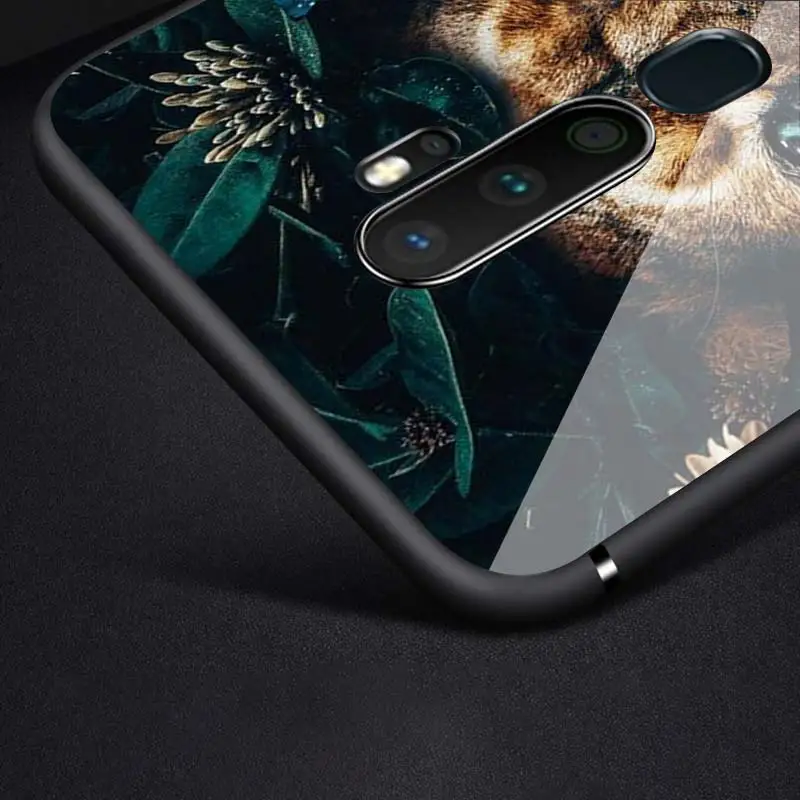 

Animal Wolf Tiger Lion for OPPO Reno 2 Z 2Z 2F 3 4 Pro 5G F7 A5 A9 2020 Super Bright Black Phone Case Soft Cover Shell