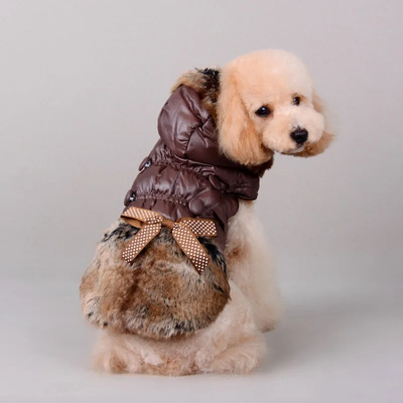 Роскошный зимний пуховик для собак теплое платье принцессы пальто Комбинезоны