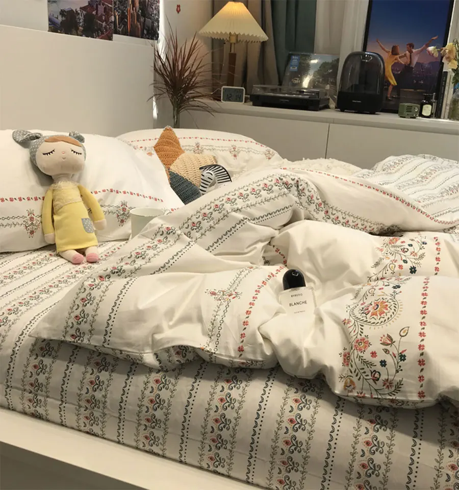 

Романтический пасторальный Комплект постельного белья с цветами, милый двойной хлопковый двойной полный Королевский домашний текстиль, простыня, наволочка, пододеяльник