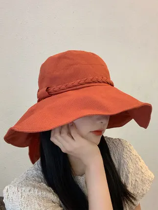 

Fisherman's Hat Female Korean Version Versatile Net Red Sunshade Sun Hat Big Brim Hat Female Spring Summer Autumn Twist Bow