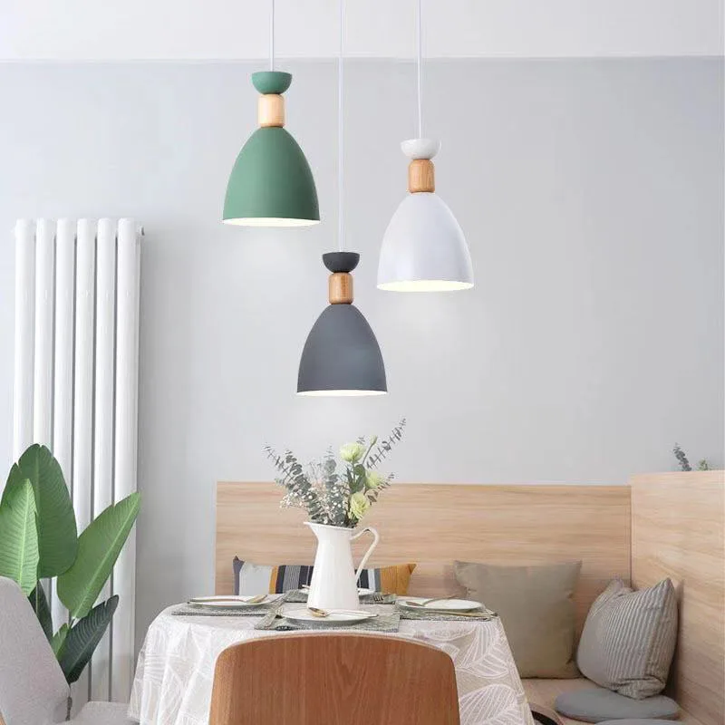 

Nordic modern decorative chandelier hanging lamp fashion simple macaron colorful restaurant chandelier wall lamp decorativeE27