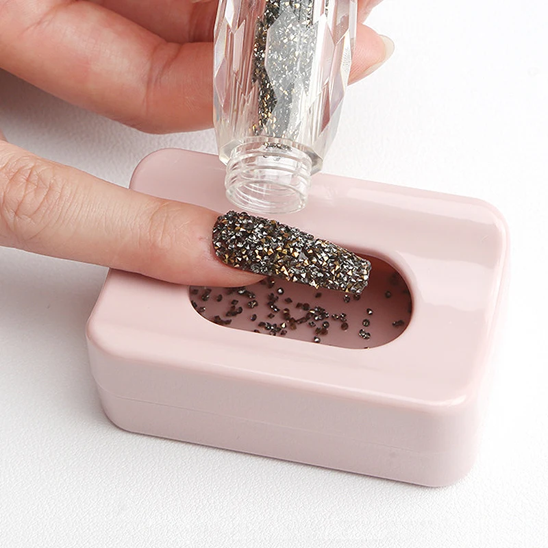 

Nail Art Dip Powder Recycling Container, 2 in 1 Nail Glitter Tray Tool Portable Storage Box