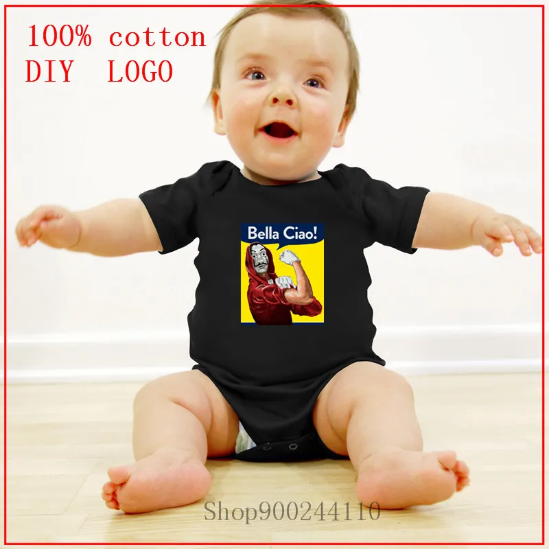 

2020 Newborn Baby Clothes Short Sleeve Girl Boy Unique Bodysuits baby La casa de papel Bella Ciao print Cotton Baby Rompers