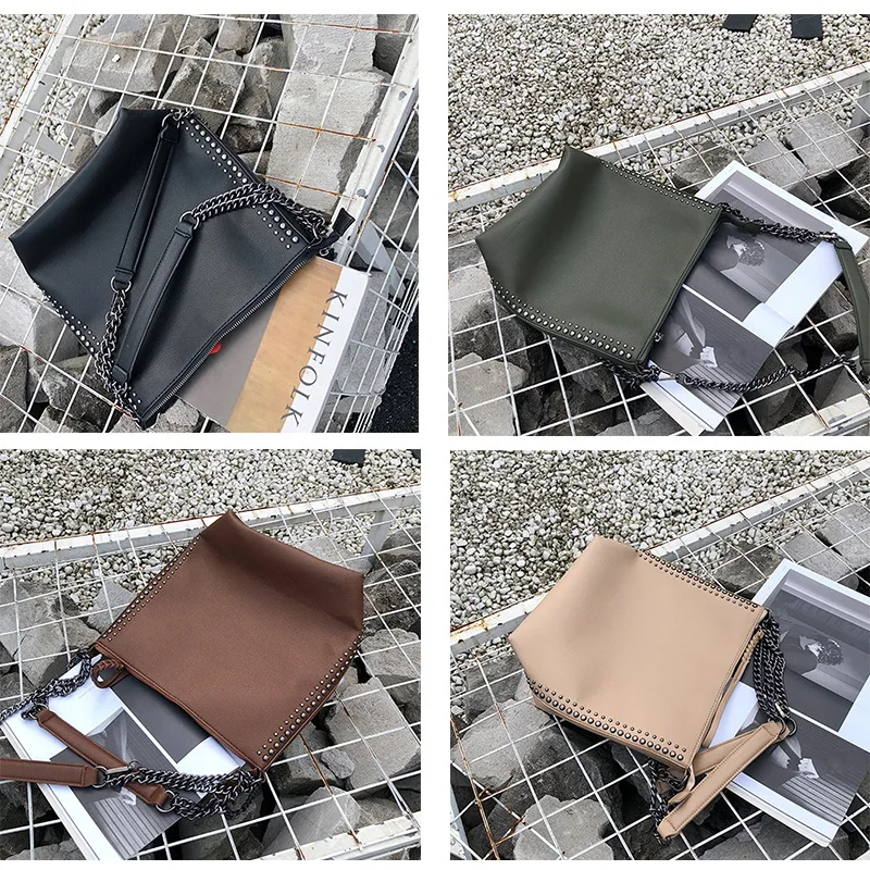 DIINOVIVO Brand Design Women Shoulder Bag Rivet Chain Bucket Leather Handbags Female Hand Bags Crossbdoy Lady WHDV1248 | Багаж и сумки