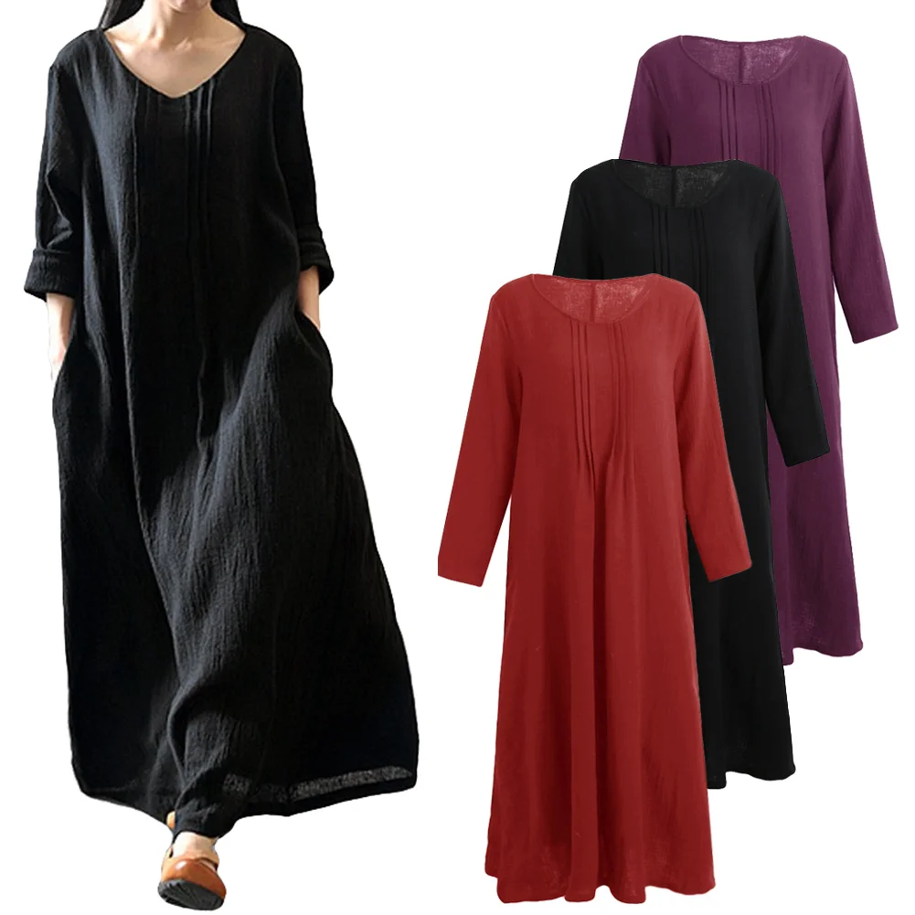 Винтажные платья для женщин 2021 весеннее повседневное длинное платье с длинным