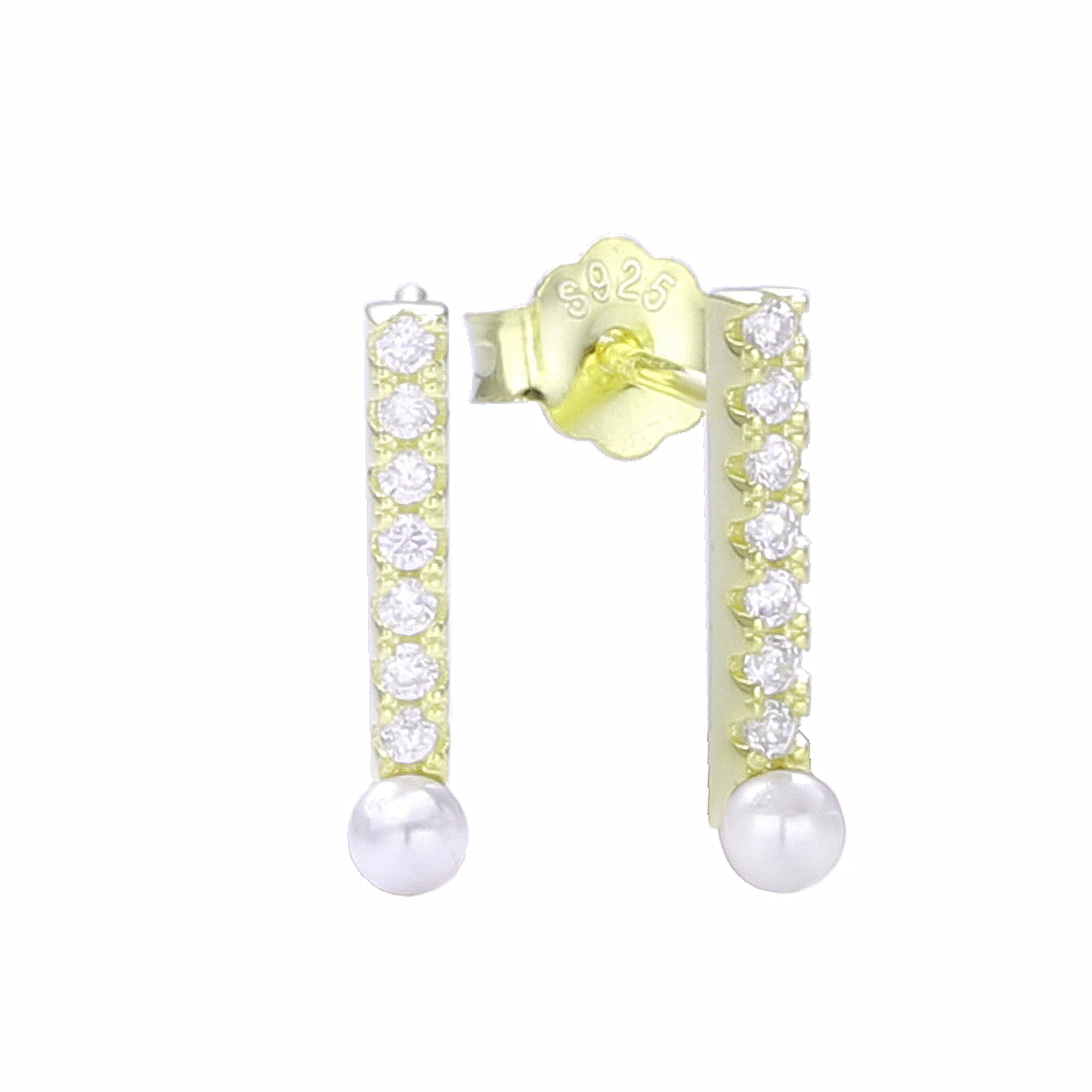 Pearl Gold Moonmory Популярные 925 пробы серебряные серьги-кольца Huggie с радужными камнями CZ серьги для европейских женщин модные ювелирные изделия - Окраска металла: Pearl Gold