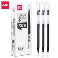 deli a127 large capacity student gel pen 0 5mm full needle tube simple and cool style of students office pen signature pen