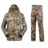 camouflage suit shark skin outdoor hunting camping waterproof windproof polyester coats jacket hoody tad softshell jacketpants