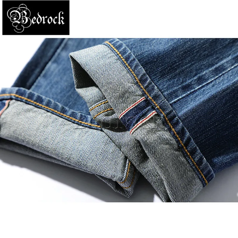 MBBCAR 11oz nostalgic ripped jeans for men slim pencil pants casual classic vintage washed blue raw denim selvedge jeans 7318