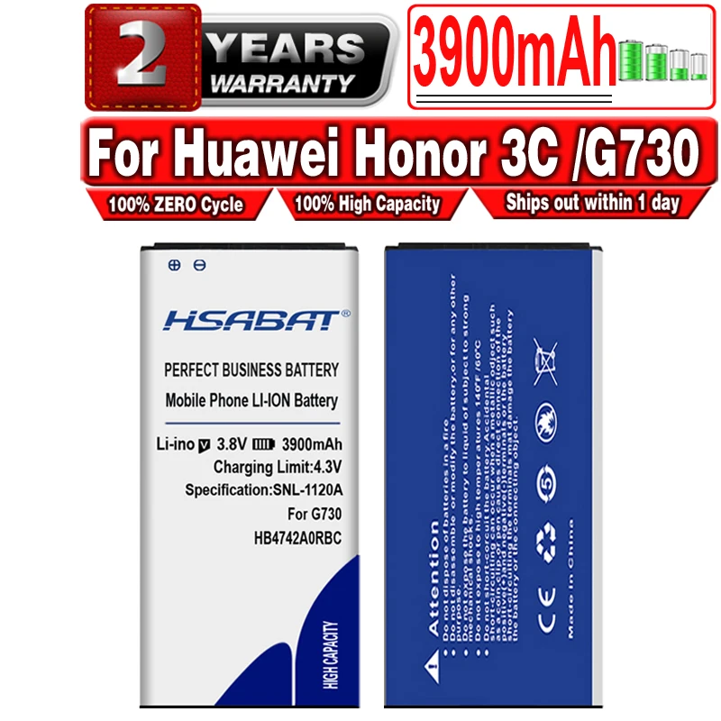 Новый аккумулятор HSABAT 3900 мАч HB4742A0RBC HB4742A0RBW для телефона Huawei Honor 3C G730