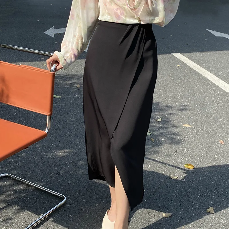 

Юбка женская шифоновая с высокой талией, повседневная однотонная Асимметричная, одежда в стиле Хай-стрит, в стиле Харадзюку, на лето