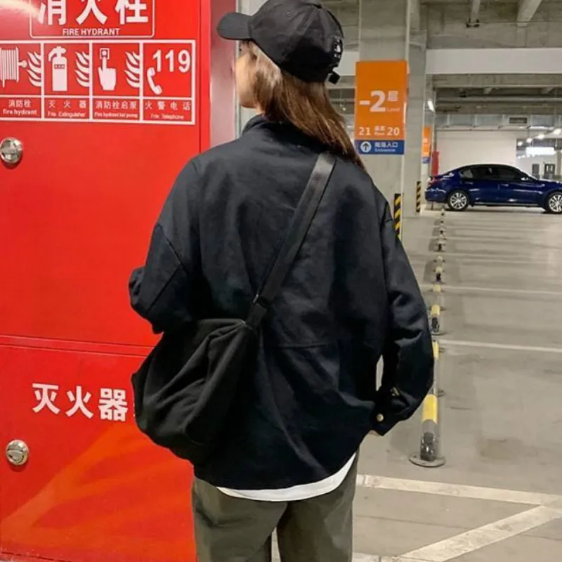 

Women Basic Jackets Stand Collar Design Cargo BF Harajuku All-match Leisure Loose Korean Style Chic Spring Autumn Femme Outwear