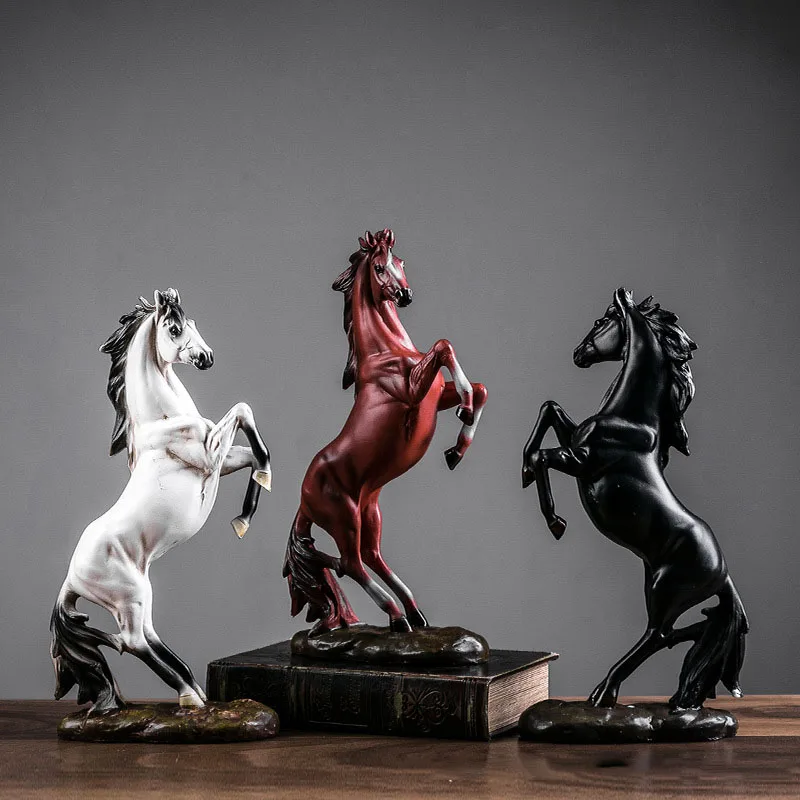 

Horse Resin Sculpture Model Home Office Bar War Horse Faith Statue Crafts Ornaments Animal Modern Art Decoration Gift