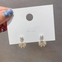ruiyi 925 silver needle korean style diamond bow earrings e0387