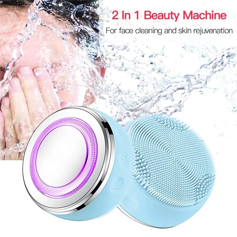 

Ultrasonic Silicone Electric Facial Cleansing Brush Sonic Face Cleanser Cleansing Skin Mini Washing Massager Brush Rechargeable