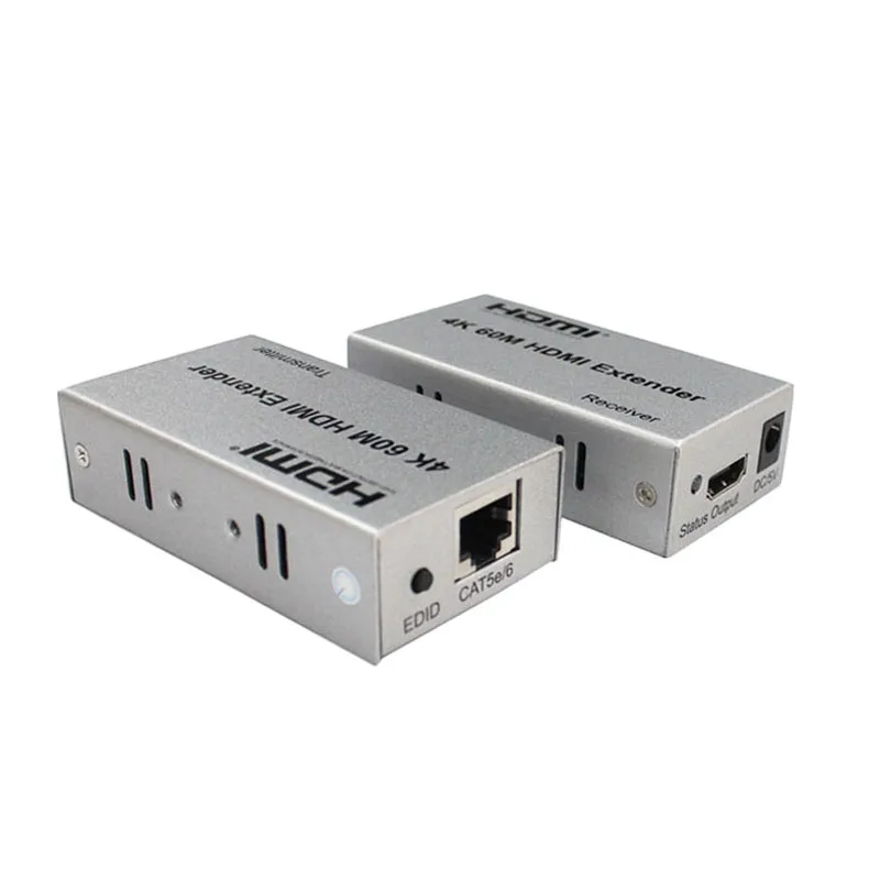 Silver SZBITC HDMI удлинитель 60 м 4 к HDMI передатчик приемник по Cat 5e/6 RJ45 один кабель Ethernet конвертер - Цвет: Silver