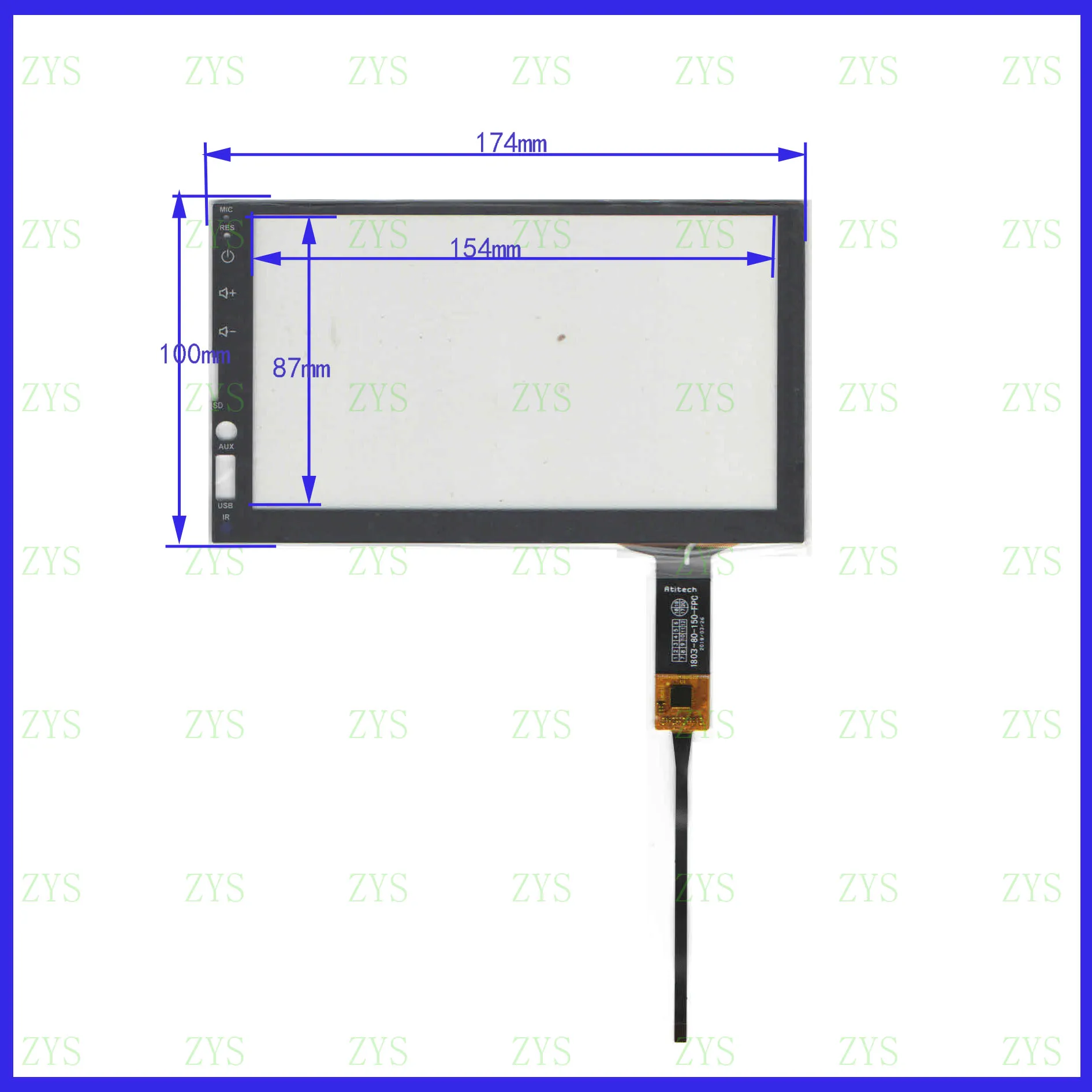 ZhiYuSun 1803 80 150 FPC совместимый 7 дюймовый емкостный экран для автомобильного DVD 174*100 GPS
