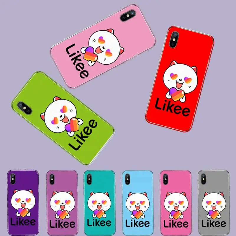 Милый розовый и фиолетовый чехол с котом likee черный мягкий для телефона iphone 4 6 6s 7 8