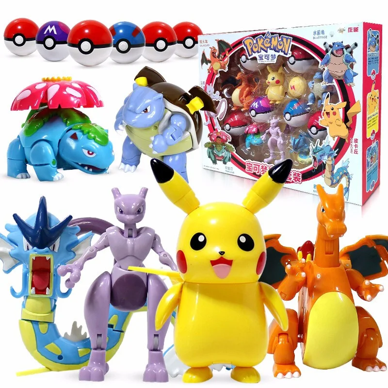 TOMY Pokemon Action Morphing Pokeballs Трансформеры игрушки для детей Пикачу Чаризард Mewtwo Blastoise