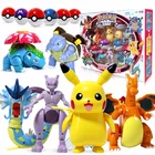 TOMY Pokemon Action Morphing Pokeballs Трансформеры игрушки для детей Пикачу; Чаризард Mewtwo Blastoise Venusaur Gyarados Toys
