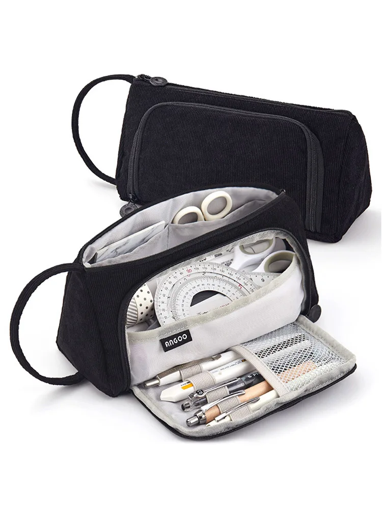 Вельветовый чехол для карандашей большой вместимости простой женский милый