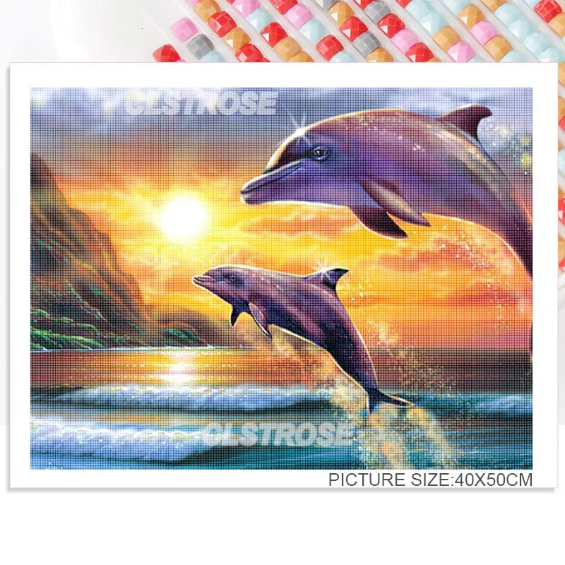 

Animal Diamond Paiting Cross Stitch Kit Abstract Painting Rainbow Whale Gift Customizable Wall Art for Bedroom and Living Room
