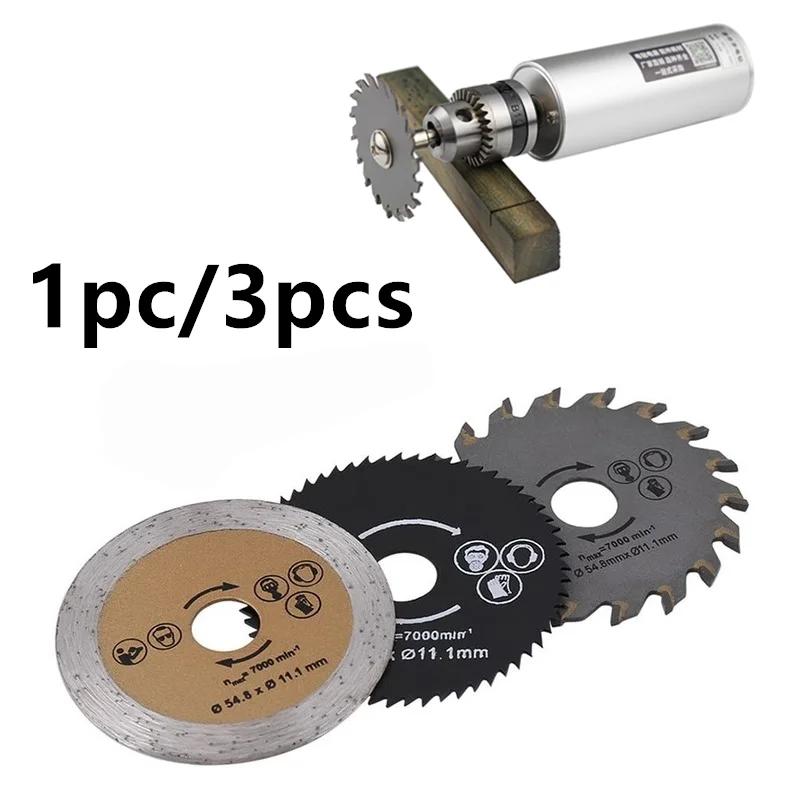 

1/3pcs HSS Circular Saw Blades Cutting Blade Rotary Tool Cutting Disc Out Diameter 54.8mm Mini Parts for Wood Cutting Mandrel