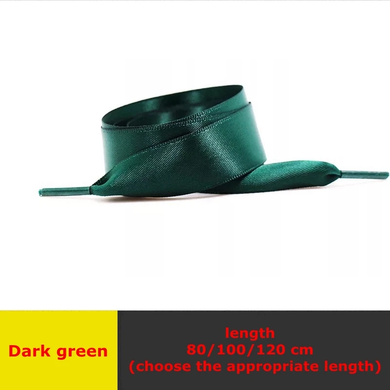 Dark Green 1 пара атласной ленты шелковая обувь шнурки для отдыха на открытом воздухе шнурки белые женские романтические модные шнурки 80 см/100 см/120 см - Цвет: Dark Green