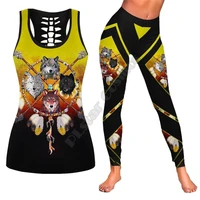 wolf native legging hollow tank combo 3d printed tank top suit sexy yoga fitness soft legging summer women for girl 10
