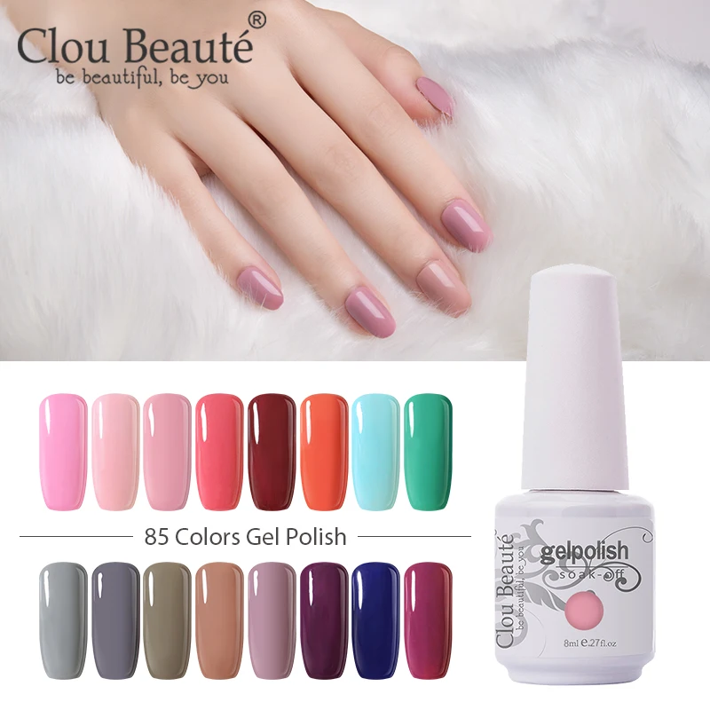 Гель лак для ногтей Clou Beaute гибридный Блестящий цветной неоновый гель 8 мл УФ