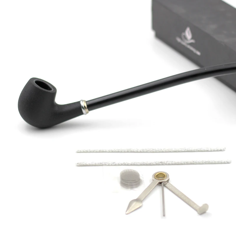 

New 1set Smoking Pipe Set Long Black Churchwarden Tobacco Pipe Accessories Gadget for Men 40cm With 3Pipe Tools Gift Box H702