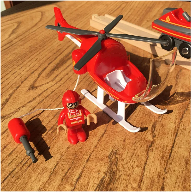 

Children Magnetic Car for Wooden Railway Play/Magnetic Helicopter Trailer Motorboat Fork Truck Ambulance Fire engine Boy's Toy