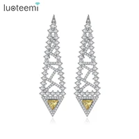 luoteemi fashion yellow triangle cubic zirconia dangle earrings jewelry for women brincos frete gratis wholesale dropshipping