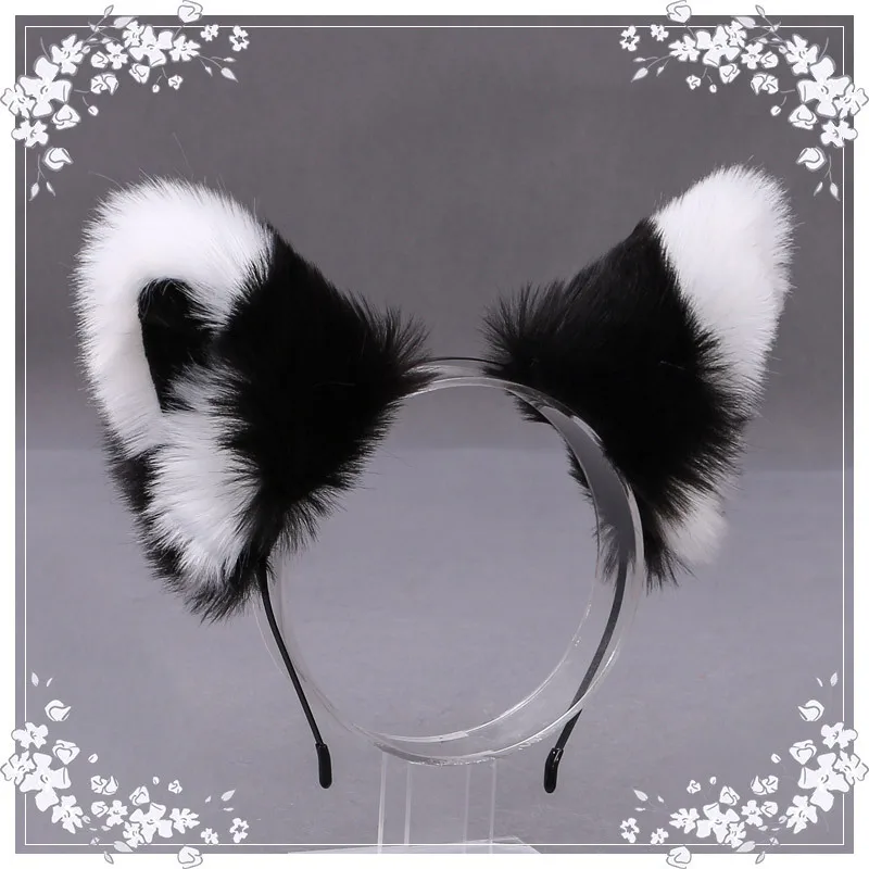 

Lolita Cosplay Cat Ears Headband Anime Dance Party Costume Wolf Fox Ear Plush Hairband Girls Kawaii Furry Hair Accessories Props