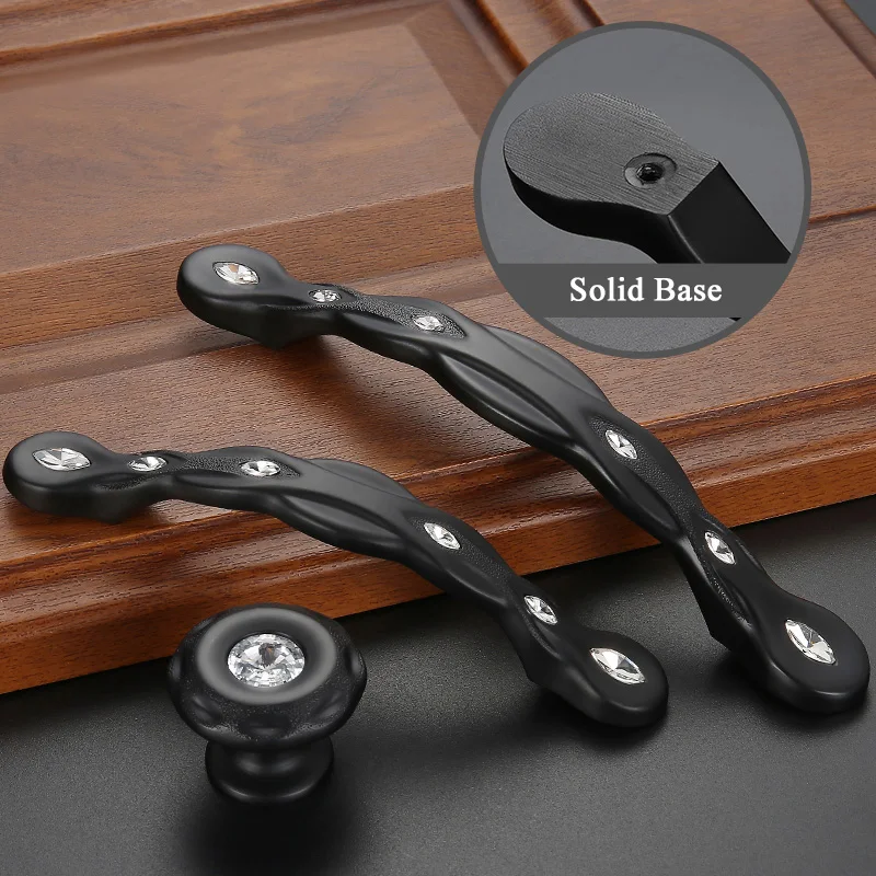 Золотые дверные ручки и для кухонного шкафа цинковый сплав украшенный стразами