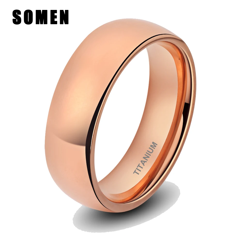

6MM Rose Gold Titanium Ring For Women Domed Design Wedding Band Engagement Rings Female Promise Ring Fashion Jewelry Comfort Fit
