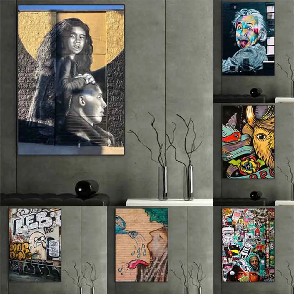 

Banksy wall painting street graffiti culture poster celebrity portrait oil painting canvas painting home decoration mural