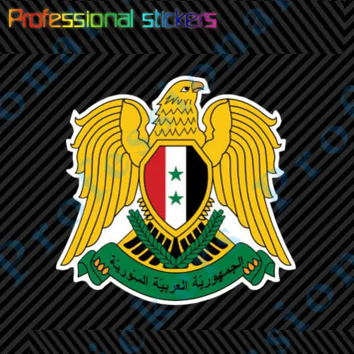 

Syrian Coat of Arms Sticker Decal Self Adhesive Vinyl Syria Flag SYR SY Stickers Motorcycle waterproof car Window Decal