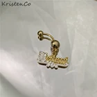 KristenCo пользовательское имя кольцо для пупка Нержавеющаясталь изготовленный на заказ, ювелирное изделие для тела, циркон кольцо для пупка золото Цвет подарок для Для женщин
