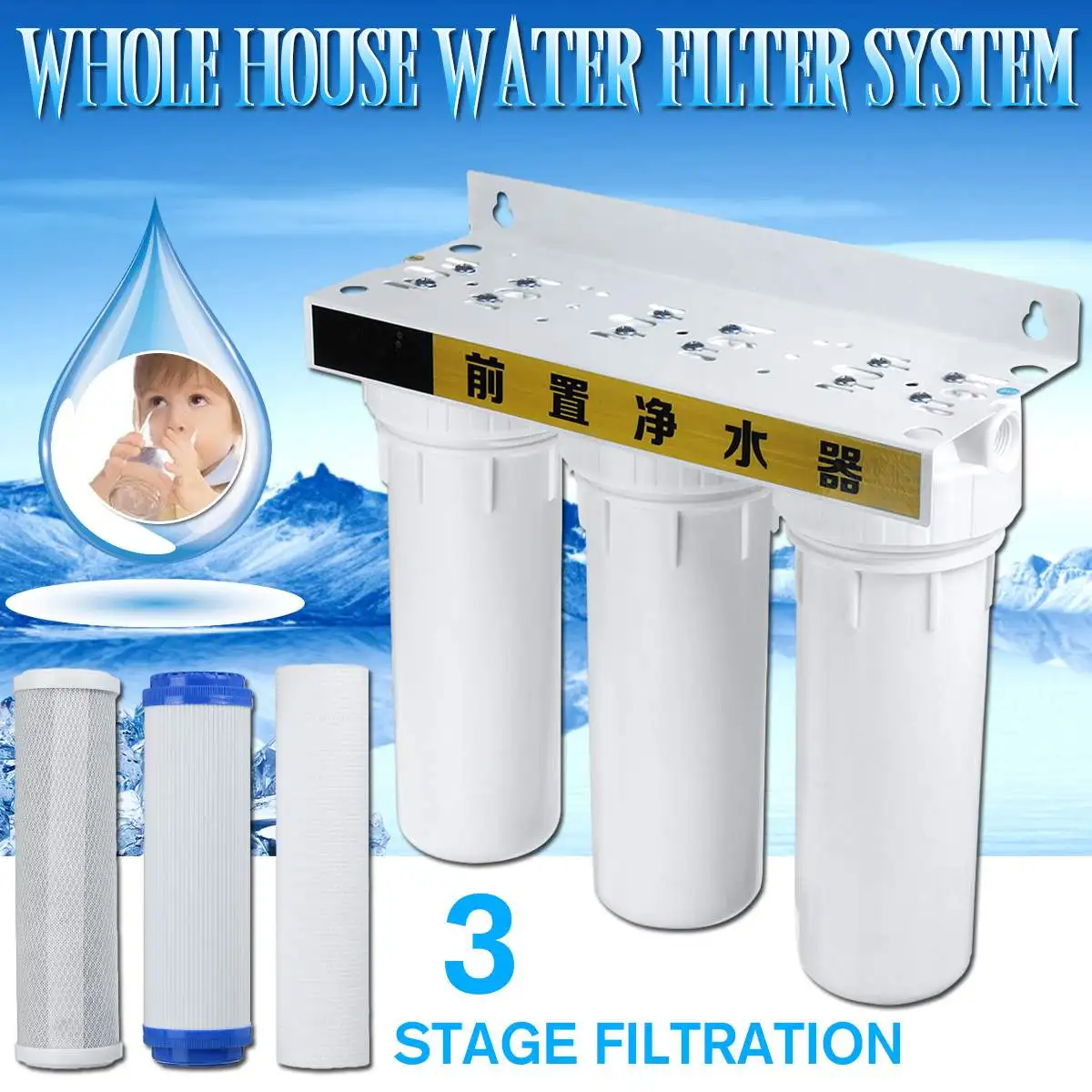 

Three filter water purifier, PP UDF CTO system, household water purifier, direct drinking water machine
