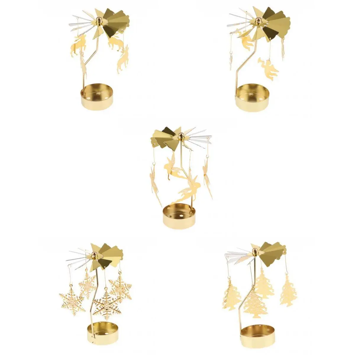 5 шт. Рождественский декоративный вращающийся подсвечник для чая золотой | Дом и