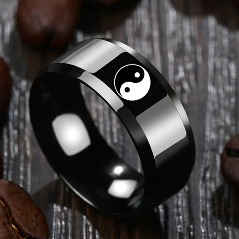 

A Drop Shipping Fashion Jewelry For Men And Women Taoist Bagua Yin Yang Tai Chi Men's Ring Chinese Style Rings Couple, Amulet