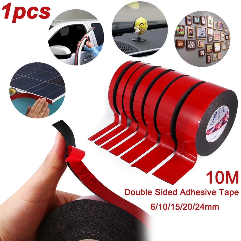 

33ft 6 Mm, 10 Mm, 15 Mm, 20 Mm, 24 Mm Super Strong Double Side Adhesive Foam Tape For Mounting Fixing Pad Sticky Foam Seal Strip