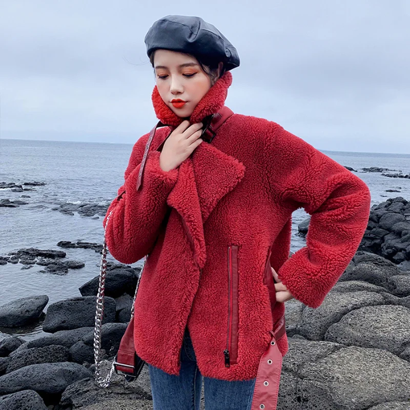 Пальто и куртки Женское зимнее пальто из овечьей шерсти новый стиль с длинным