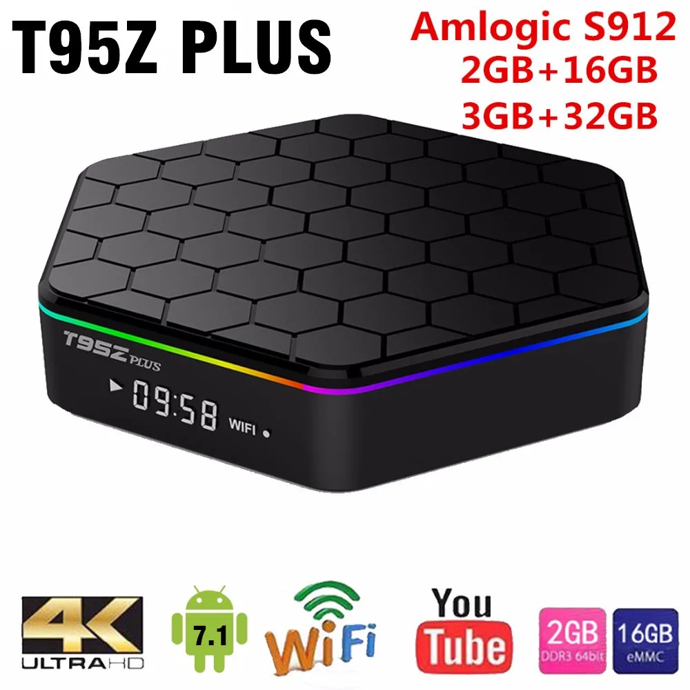 T95z Plus Amlogic S912 Android tv Box 2 4G/5 GHz Wifi OS 7 1 телеприставка Bluetooth 4 Восьмиядерный 0 DDR3 4K
