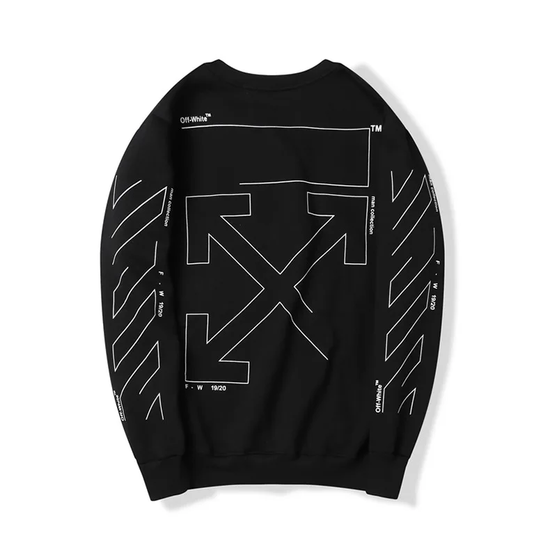 

ow off white 19fw black and white minimalist lines loose tide brand long-sleeved bottoming shirt T-shirt men and women sweater