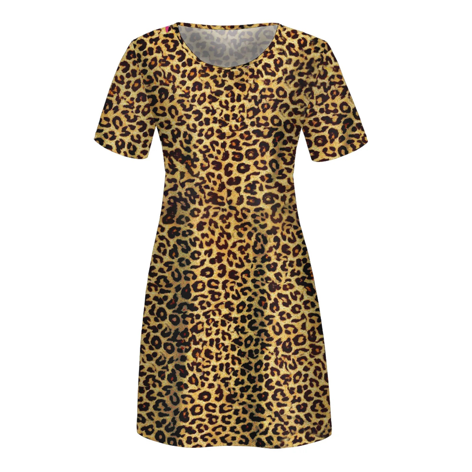 

Fashion Women Short Dress Casual Short Sleeve O-Neck Printed Ladies Loose Mini Dress Vestidos De Mujer Casual M*