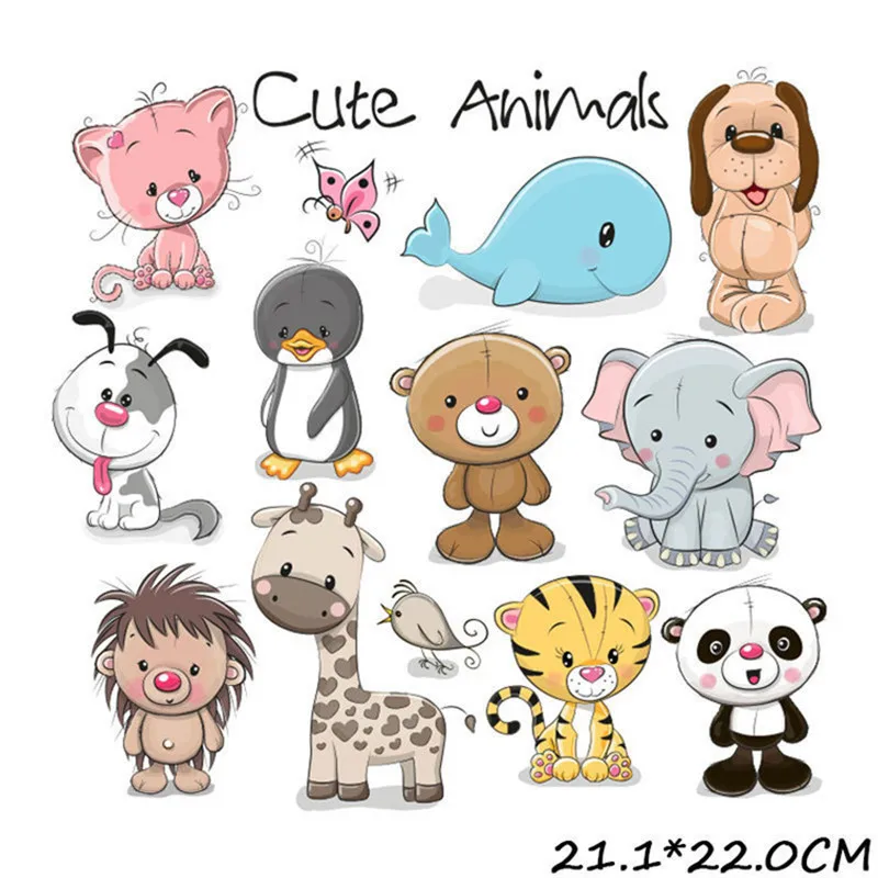 Лидер продаж Мультяшные милые животные термоклейкие наклейки для одежды ткань