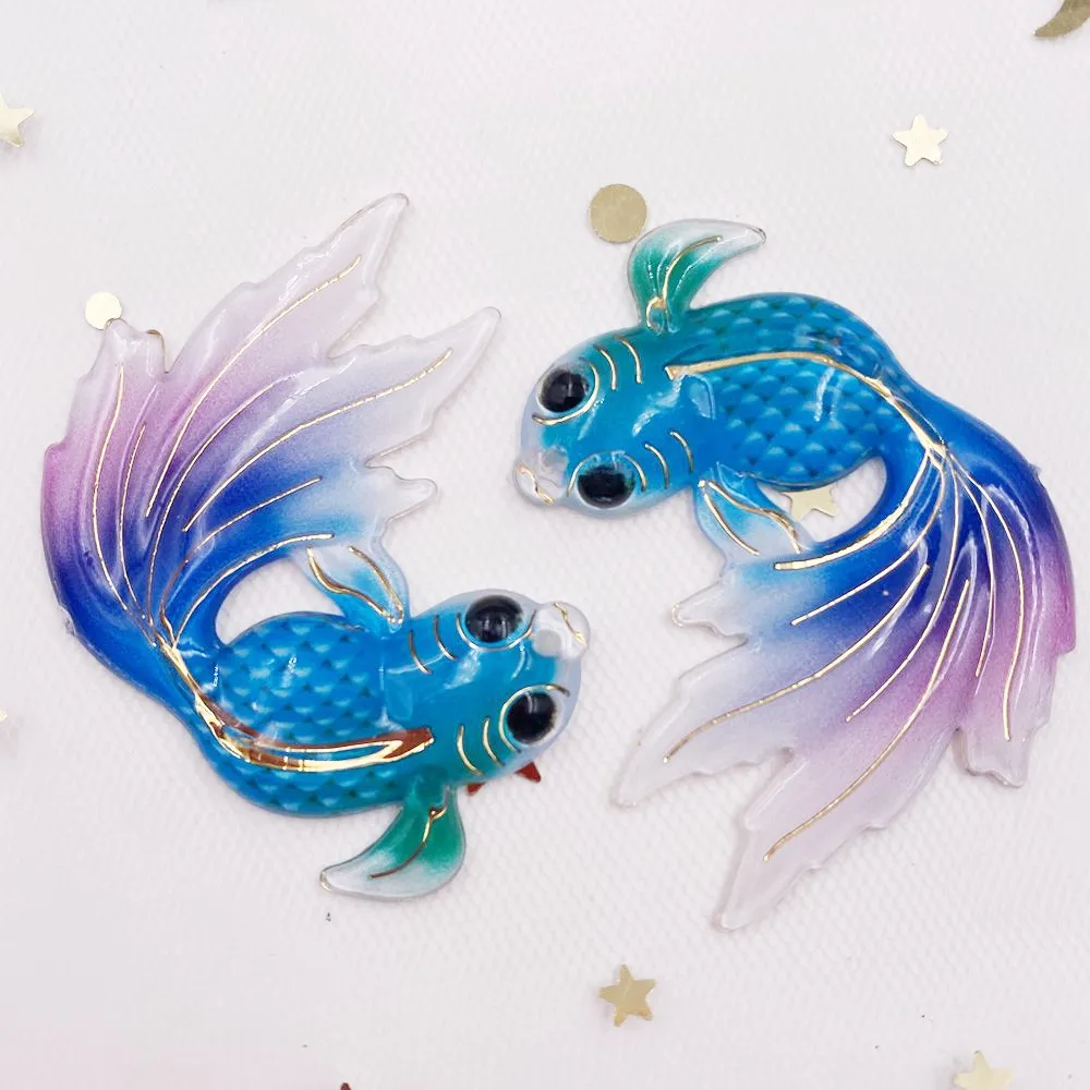 Новинка 8 шт. Смола блестящие красочные большие золотые рыбки плоские стразы для