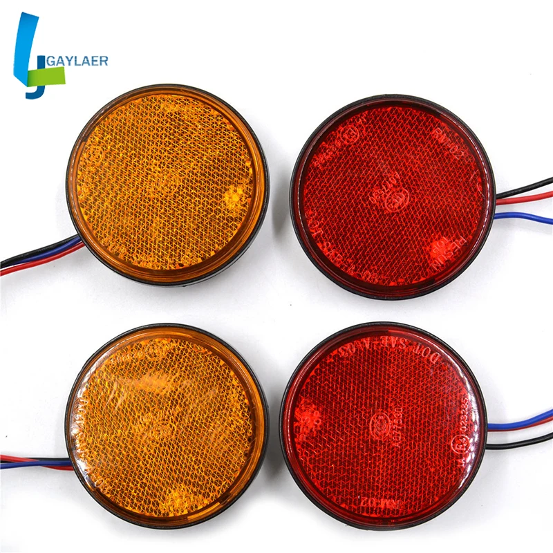 Pair 12V LED Motorcycle Round Reflector Tail Brake Turn Signal Lights Lamp Bulbs Stop Warning Light ATV Taillight |